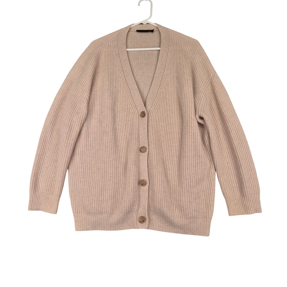 Jenni Kayne Beige Ribbed V-Neck Cardigan